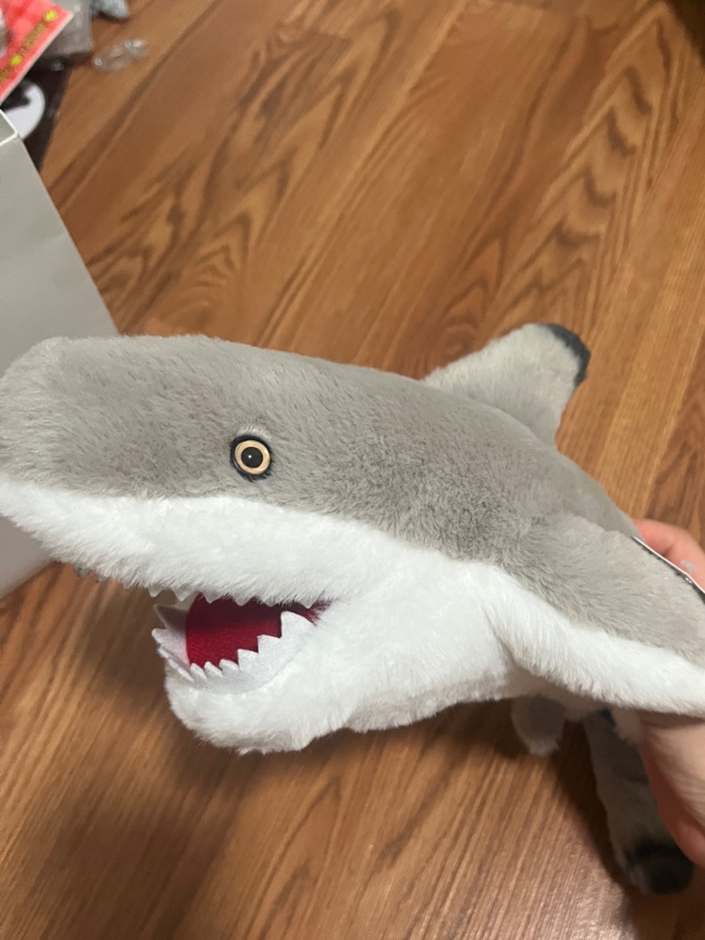 Gray and White Plush Shark Stuffed Animal
